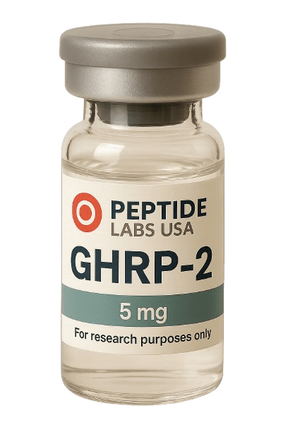 GHRP-2 5mg - Primarily studied for muscle growth, fat loss, recovery, longevity, cognitive performance, and more. - 99% HPLC purity research peptide
