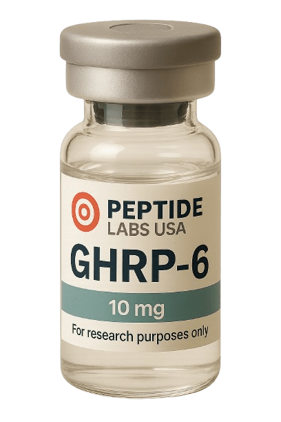 GHRP-6 10mg - Primarily studied for muscle growth, fat loss, recovery, longevity, cognitive performance, and more. - 99% HPLC purity research peptide