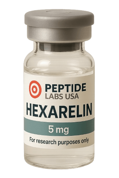 Hexarelin 5mg - Primarily studied for muscle growth, fat loss, recovery, longevity, cognitive performance, and more. - 99% HPLC purity research peptide