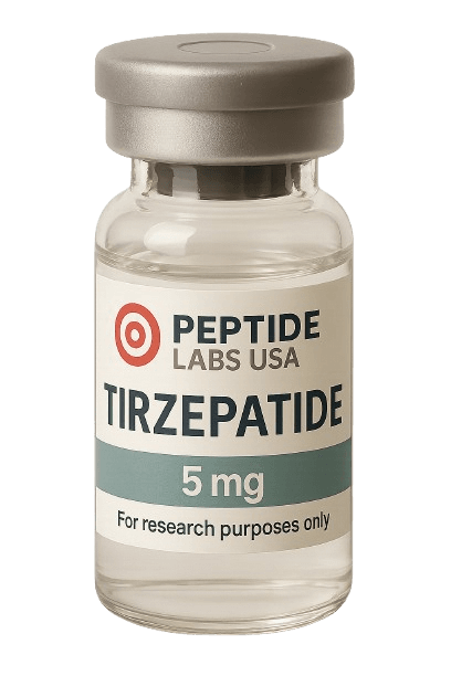Tirzepatide 5mg - Primarily studied for muscle growth, fat loss, recovery, longevity, cognitive performance, and more. - 99% HPLC purity research peptide